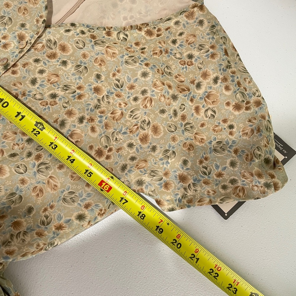 Vintage Dana Buchman 100% Silk Ditsy Floral Tie Waist Dress 8 Cottagecore Earthy - Picture 9 of 9
